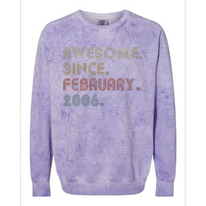 17th Birthday Gift Awesome Since February 2006 17 Year Old Love Colorblast Crewneck Sweatshirt