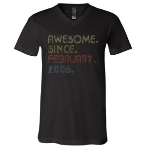 17th Birthday Gift Awesome Since February 2006 17 Year Old Love V-Neck T-Shirt