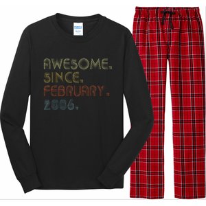 17th Birthday Gift Awesome Since February 2006 17 Year Old Love Long Sleeve Pajama Set