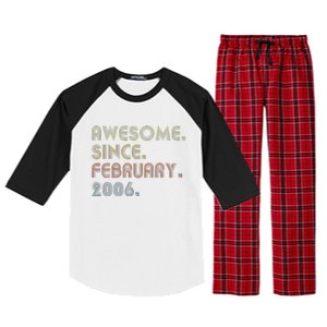 17th Birthday Gift Awesome Since February 2006 17 Year Old Love Raglan Sleeve Pajama Set