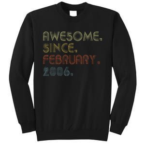 17th Birthday Gift Awesome Since February 2006 17 Year Old Love Tall Sweatshirt