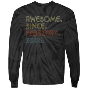 17th Birthday Gift Awesome Since February 2006 17 Year Old Love Tie-Dye Long Sleeve Shirt