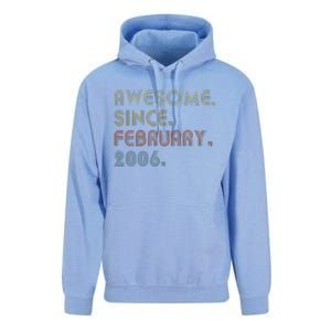 17th Birthday Gift Awesome Since February 2006 17 Year Old Love Unisex Surf Hoodie