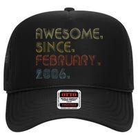 17th Birthday Gift Awesome Since February 2006 17 Year Old High Crown Mesh Back Trucker Hat