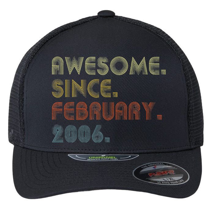 17th Birthday Gift Awesome Since February 2006 17 Year Old Flexfit Unipanel Trucker Cap