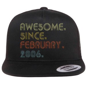 17th Birthday Gift Awesome Since February 2006 17 Year Old Flat Bill Trucker Hat