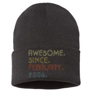 17th Birthday Gift Awesome Since February 2006 17 Year Old Sustainable Knit Beanie