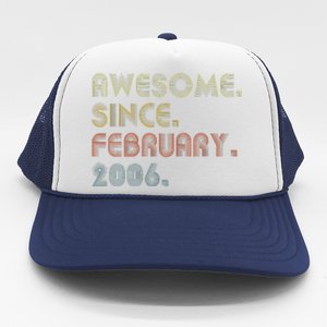 17th Birthday Gift Awesome Since February 2006 17 Year Old Trucker Hat