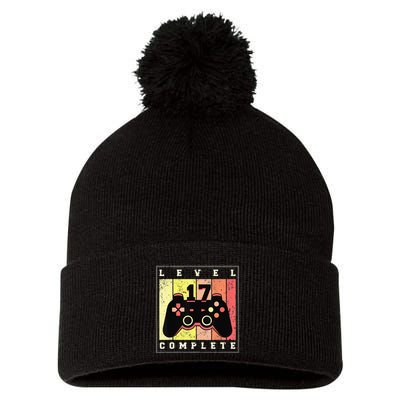 17Th Birthday Gamer Level 17 Complete Pom Pom 12in Knit Beanie