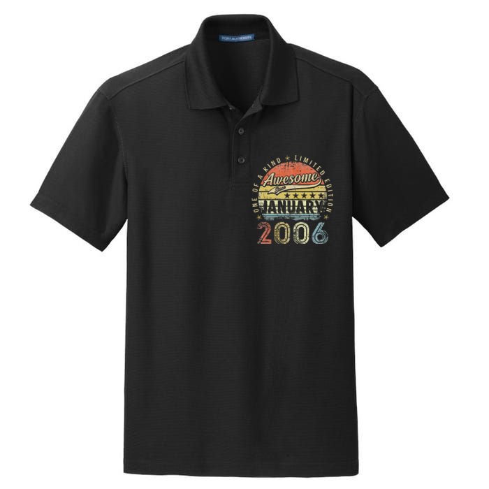 17th Birthday Gift Awesome Since January 2006 17 Year Old Dry Zone Grid Polo