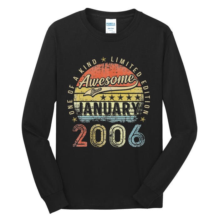 17th Birthday Gift Awesome Since January 2006 17 Year Old Tall Long Sleeve T-Shirt