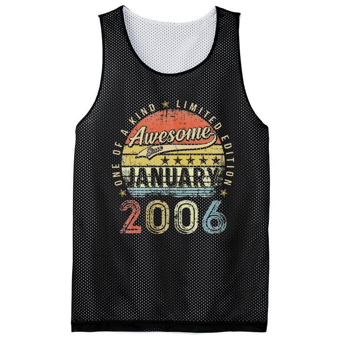 17th Birthday Gift Awesome Since January 2006 17 Year Old Mesh Reversible Basketball Jersey Tank