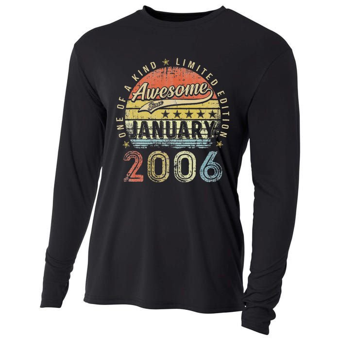 17th Birthday Gift Awesome Since January 2006 17 Year Old Cooling Performance Long Sleeve Crew