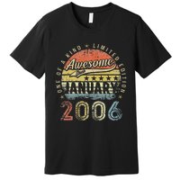 17th Birthday Gift Awesome Since January 2006 17 Year Old Premium T-Shirt