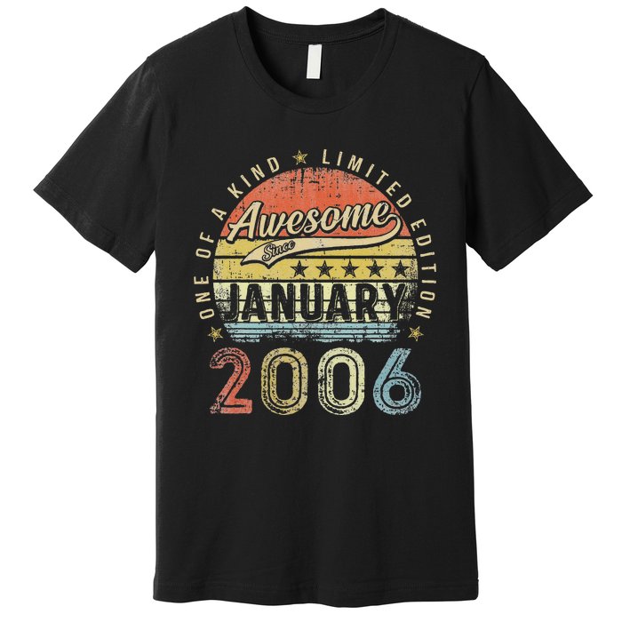 17th Birthday Gift Awesome Since January 2006 17 Year Old Premium T-Shirt