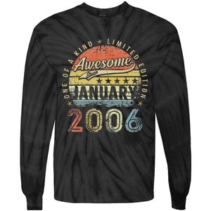 17th Birthday Gift Awesome Since January 2006 17 Year Old Tie-Dye Long Sleeve Shirt