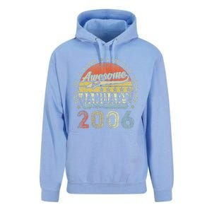 17th Birthday Gift Awesome Since January 2006 17 Year Old Unisex Surf Hoodie