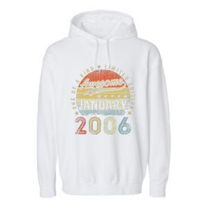 17th Birthday Gift Awesome Since January 2006 17 Year Old Garment-Dyed Fleece Hoodie