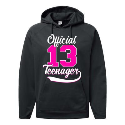 13th Birthday Girls 13 Years Cute Teenager Birthday Performance Fleece Hoodie