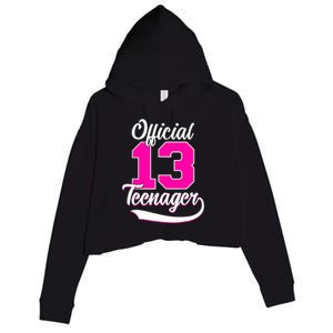 13th Birthday Girls 13 Years Cute Teenager Birthday Crop Fleece Hoodie