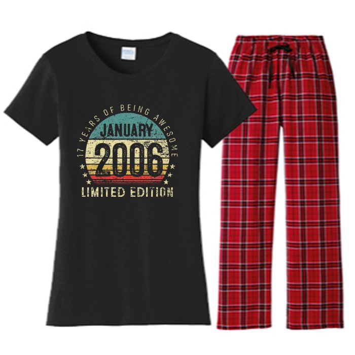 17th Birthday Gift Vintage January 2006 17 Years Old Women's Flannel Pajama Set