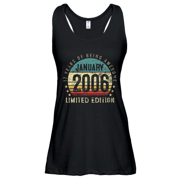 17th Birthday Gift Vintage January 2006 17 Years Old Ladies Essential Flowy Tank