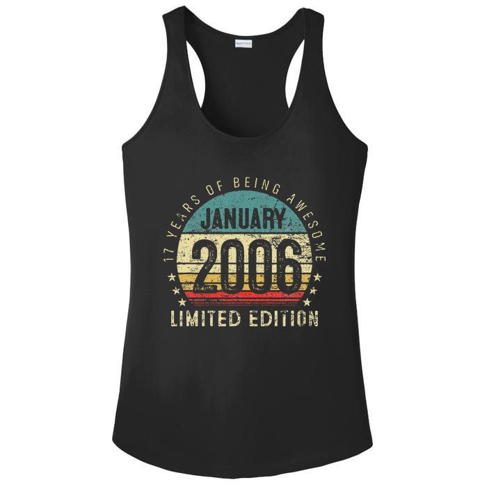 17th Birthday Gift Vintage January 2006 17 Years Old Ladies PosiCharge Competitor Racerback Tank