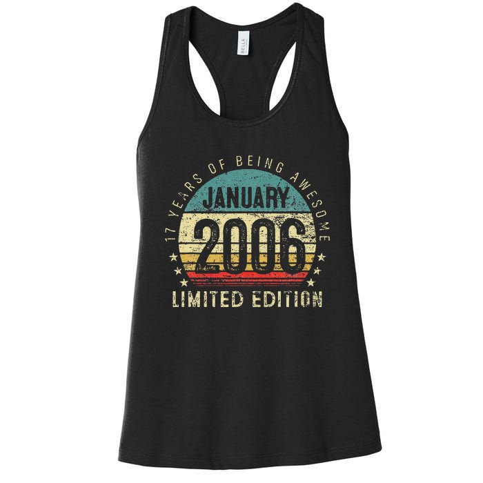 17th Birthday Gift Vintage January 2006 17 Years Old Women's Racerback Tank