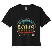 17th Birthday Gift Vintage January 2006 17 Years Old Women's Crop Top Tee