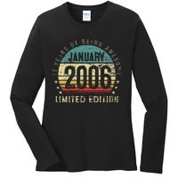 17th Birthday Gift Vintage January 2006 17 Years Old Ladies Long Sleeve Shirt