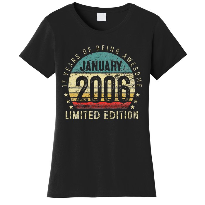 17th Birthday Gift Vintage January 2006 17 Years Old Women's T-Shirt