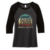 17th Birthday Gift Vintage January 2006 17 Years Old Women's Tri-Blend 3/4-Sleeve Raglan Shirt