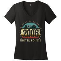 17th Birthday Gift Vintage January 2006 17 Years Old Women's V-Neck T-Shirt