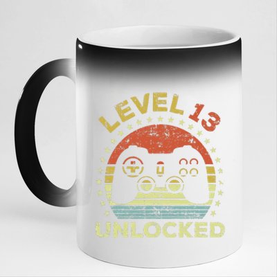 13th Birthday Gaming Level 13 Unlocked 11oz Black Color Changing Mug