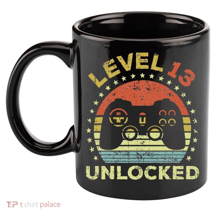 13th Birthday Gaming Level 13 Unlocked 11oz C Handle Ceramic Mug