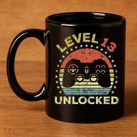 13th Birthday Gaming Level 13 Unlocked 11oz C Handle Ceramic Mug