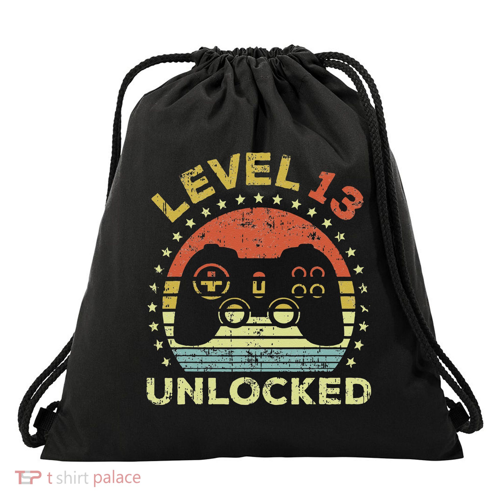 13th Birthday Gaming Level 13 Unlocked Drawstring Bag