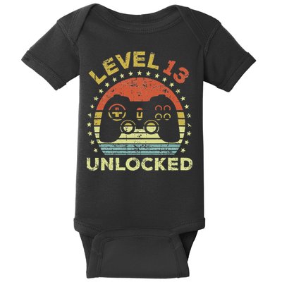 13th Birthday Gaming Level 13 Unlocked Baby Bodysuit