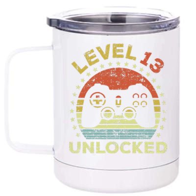 13th Birthday Gaming Level 13 Unlocked 12 oz Stainless Steel Tumbler Cup