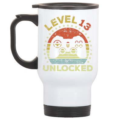 13th Birthday Gaming Level 13 Unlocked Stainless Steel Travel Mug