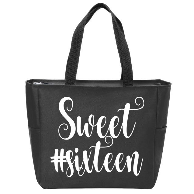 16th Birthday Gift Teen Sweet Sixteen 16 Rose Gold Zip Tote Bag