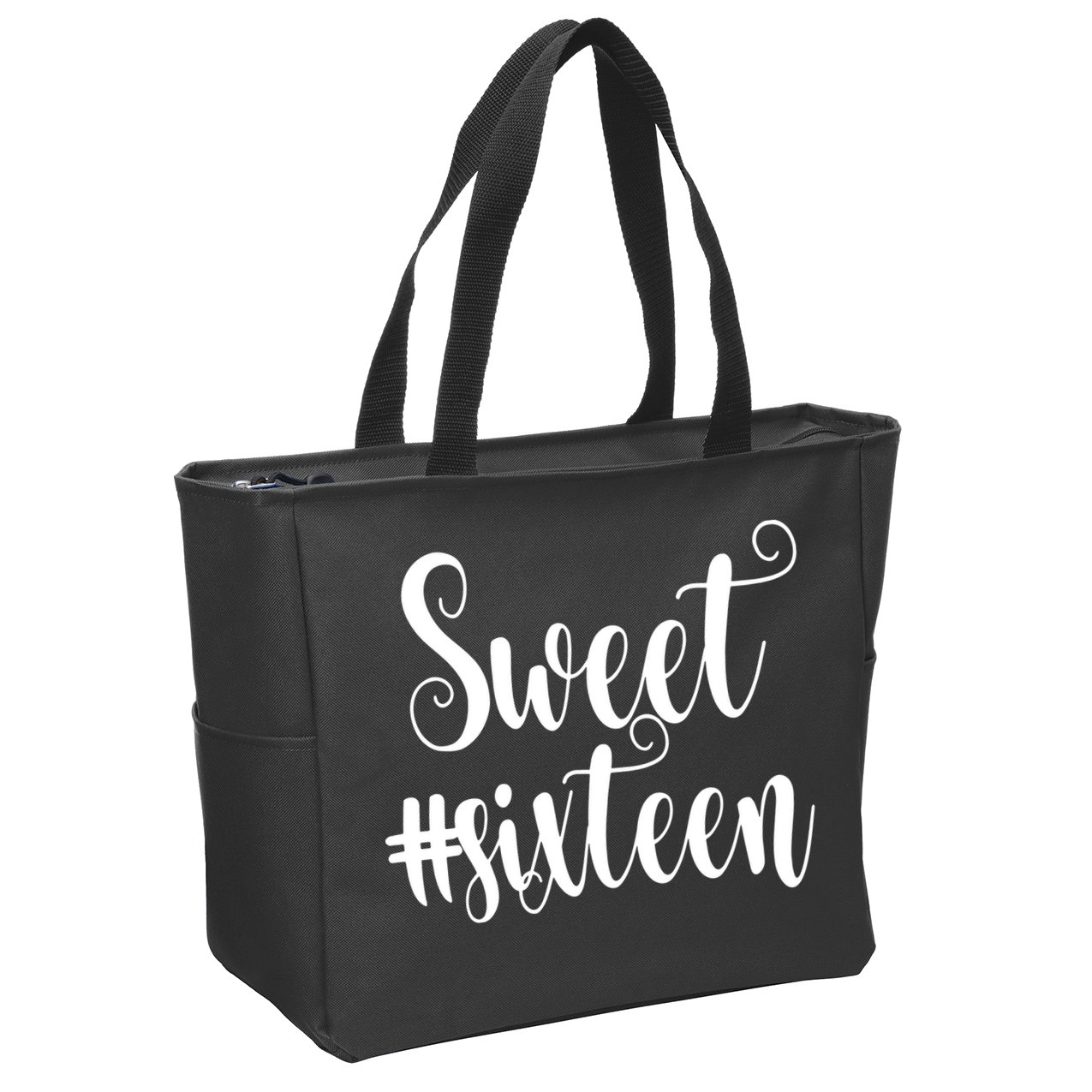 16th Birthday Gift Teen Sweet Sixteen 16 Rose Gold Zip Tote Bag