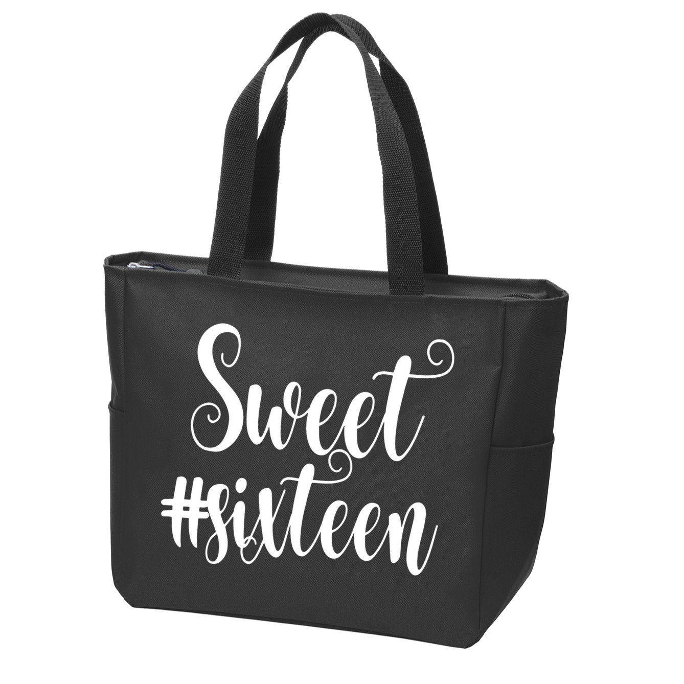 16th Birthday Gift Teen Sweet Sixteen 16 Rose Gold Zip Tote Bag