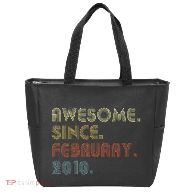 13th Birthday Gift Awesome Since February 2010 13 Year Old Love Zip Tote Bag