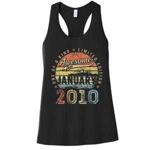 13th Birthday Gift Awesome Since January 2010 13 Year Old Women's Racerback Tank