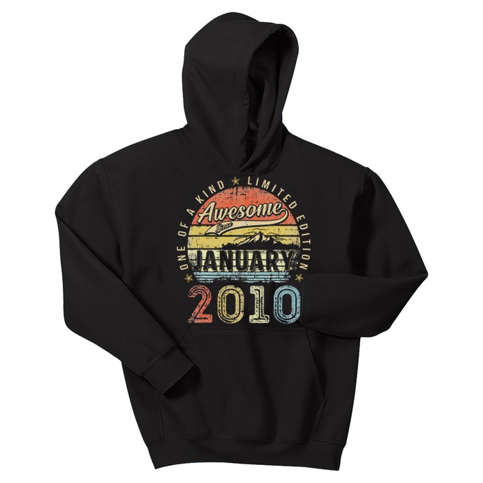 13th Birthday Gift Awesome Since January 2010 13 Year Old Kids Hoodie