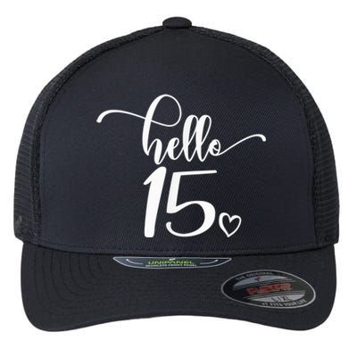 15th Birthday, Girl Wo, Hello 15, Cute 15 Years Old Flexfit Unipanel Trucker Cap