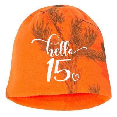 15th Birthday, Girl Wo, Hello 15, Cute 15 Years Old Kati - Camo Knit Beanie