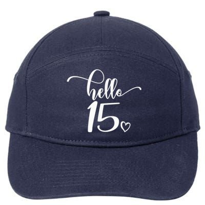 15th Birthday, Girl Wo, Hello 15, Cute 15 Years Old 7-Panel Snapback Hat