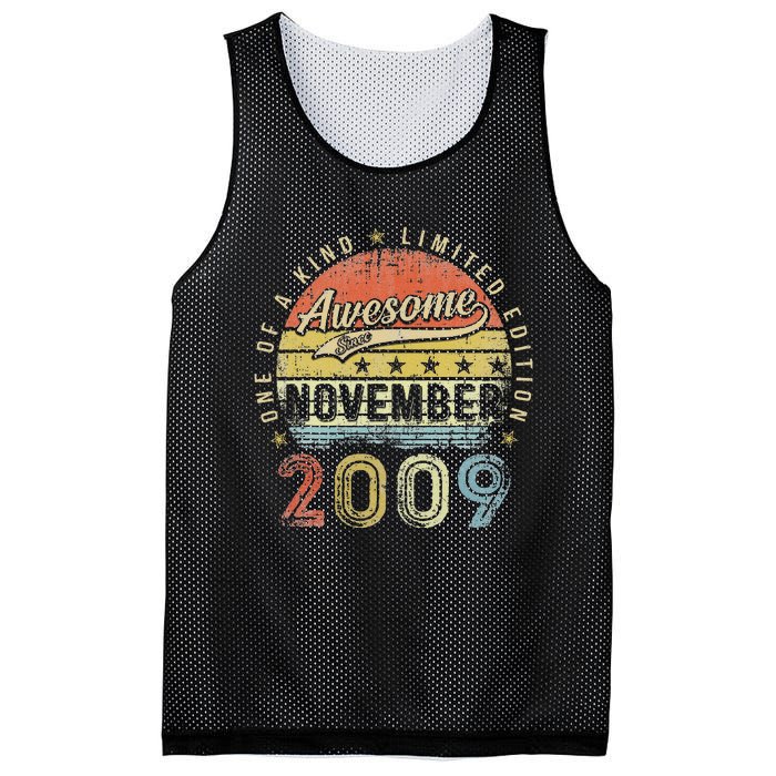 13th Birthday Gift Awesome Since November 2009 13 Year Old Mesh Reversible Basketball Jersey Tank